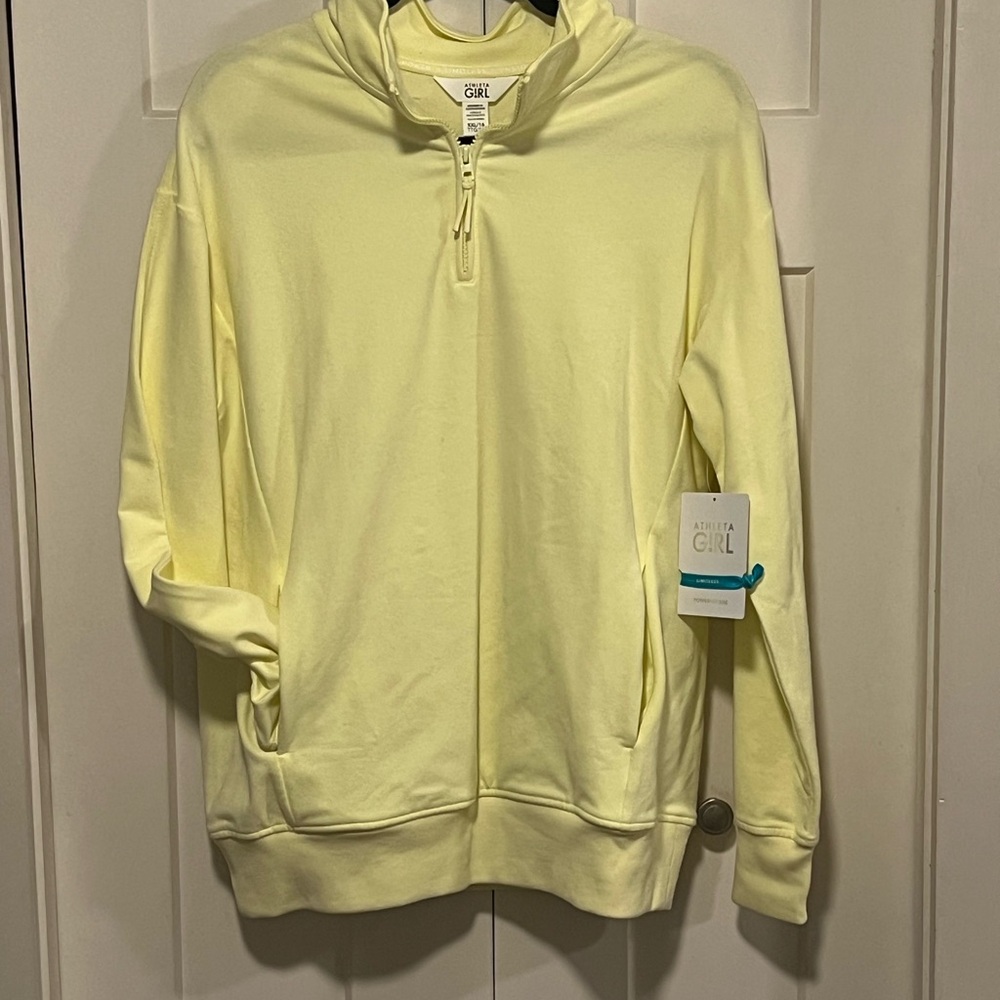 Athleta Girl Light Yellow All Day 1/4 Zip Sweatshirt sz XXL NWT